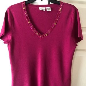 Kim Rodgers Embellished Short Sleeve Kit Top